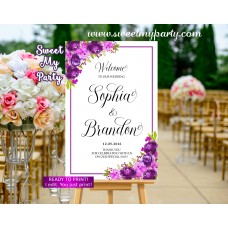 Purple Wedding Welcome Sign,Violet Wedding Welcome sign,(33cw)